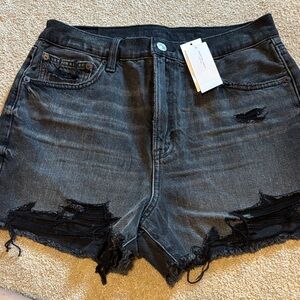 American Eagle Outfitters Charcoal Distressed Jean Shorts
